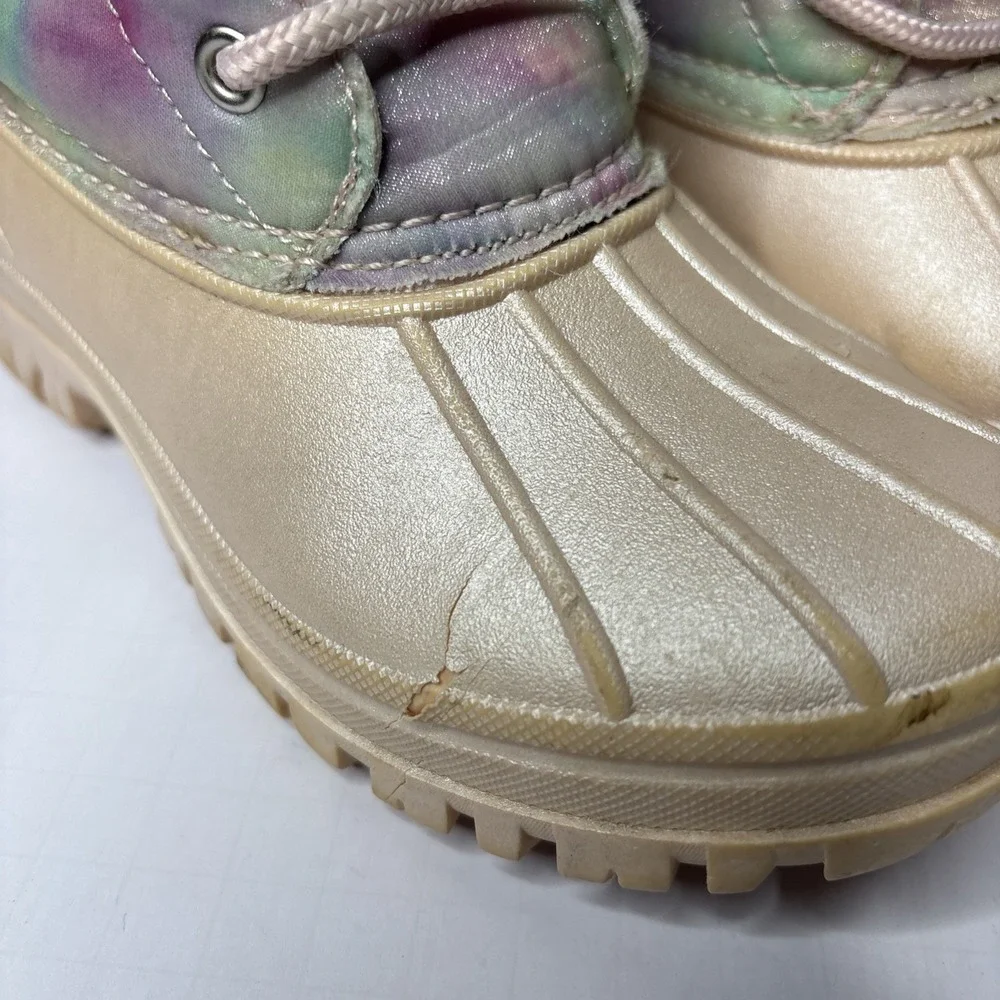 Magellan Outdoor Girls Duck Rain Boots Rubber Waterproof Fur Shearling Pink Sz 1